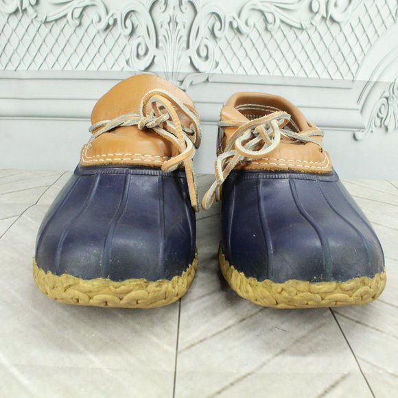 LL Bean Blue Rubber Gumshoes Moccasin Low Ankle Boots Size 9 Wide - Picture 4 of 10